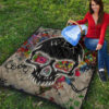 Skull Premium Quilt - Neon Skull Love Colorful Graffiti Tattoo Quilt Blanket 9