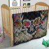 Skull Premium Quilt - Neon Skull Love Colorful Graffiti Tattoo Quilt Blanket 21