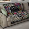 Skull Premium Quilt - Neon Skull Love Colorful Graffiti Tattoo Quilt Blanket 15