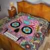 Skull Premium Quilt - Pink Mandala Skull Floral Skull Patterns Quilt Blanket 19