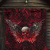 Skull Premium Quilt - Powerful Skull With Wings And Red Victim Souls Quilt Blanket 7