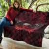 Skull Premium Quilt - Powerful Skull With Wings And Red Victim Souls Quilt Blanket 11