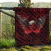 Skull Premium Quilt - Powerful Skull With Wings And Red Victim Souls Quilt Blanket 13