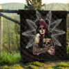 Skull Premium Quilt - Pretty Death Rose Lady Hug Skull Head Quilt Blanket 13