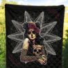 Skull Premium Quilt - Pretty Death Rose Lady Hug Skull Head Quilt Blanket 5