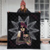 Skull Premium Quilt - Pretty Death Rose Lady Hug Skull Head Quilt Blanket 3