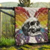 Skull Premium Quilt - Sickness Skull With Colorful Beautiful Butterfly Wings Quilt Blanket 13