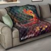 Skull Premium Quilt - Skeleton With Fire Head On Chair Valentine Text Candle Quilt Blanket 15