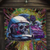 Skull Premium Quilt - Skull Wearing Helmet Moto Racing Quilt Blanket 7