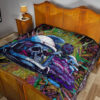 Skull Premium Quilt - Skull Wearing Helmet Moto Racing Quilt Blanket 19