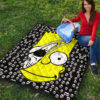 Skull Under Bart Simpson Head Tiny Skull Patterns Premium Quilt Blanket 9