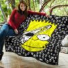 Skull Under Bart Simpson Head Tiny Skull Patterns Premium Quilt Blanket 11