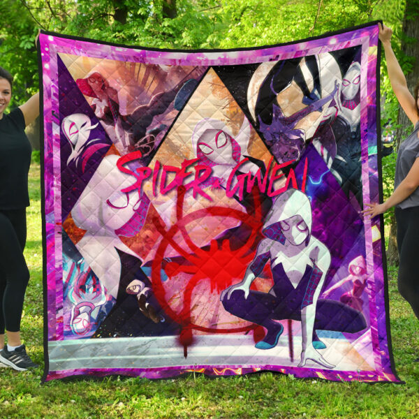 Spider Gwen Into The Spiderverse Premium Quilt Blanket Movie Home Decor Custom For Fans