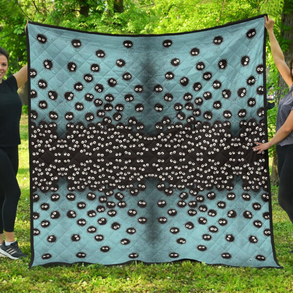 Spirited Away Anime Susuwatari Ghibli Tiny Patterns Premium Quilt Blanket