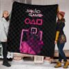 Squid Game Movie Premium Quilt - All Rounds Squid Workers Neon Minimalist Quilt Blanket 1