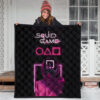 Squid Game Movie Premium Quilt - All Rounds Squid Workers Neon Minimalist Quilt Blanket 3