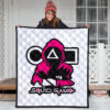 Squid Game Movie Premium Quilt Cold Triangle Squid Worker Portrait Artwork White Quilt Blanket 3