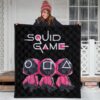 Squid Game Movie Premium Quilt Cute Chibi Squid Workers Round Square Triangle Big Head Quilt Blanket 3