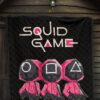 Squid Game Movie Premium Quilt Cute Chibi Squid Workers Round Square Triangle Big Head Quilt Blanket 7