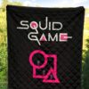 Squid Game Movie Premium Quilt Cute Chibi Squid Workers Standing On Round Square Triangle Stairs Quilt Blanket 5