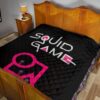 Squid Game Movie Premium Quilt Cute Chibi Squid Workers Standing On Round Square Triangle Stairs Quilt Blanket 19