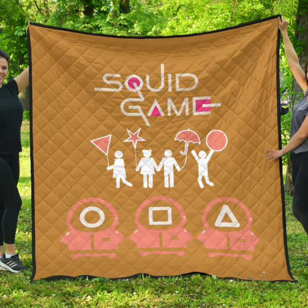 Squid Game Movie Premium Quilt Dalgona Challenge Round Square Triangle Umbrella Fat Squid Worker Quilt Blanket