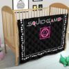 Squid Game Movie Premium Quilt Neon Squid Symbols Round Square Triangle Umbrella Patterns Quilt Blanket 21