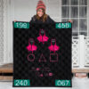 Squid Game Movie Premium Quilt Pink Round Triangle Square Worker Melting Players Number Quilt Blanket 3