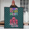 Squid Game Movie Premium Quilt Players Portrait With Black Masked Boss And Squid Worker Standing Quilt Blanket 3