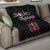 Squid Game Movie Premium Quilt Squid Worker With Black Masked Man Boss Colorful Artwork Quilt Blanket 15