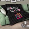 Squid Game Movie Premium Quilt Squid Worker With Black Masked Man Boss Colorful Artwork Quilt Blanket 17