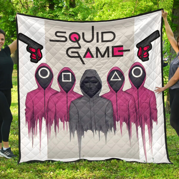 Squid Game Movie Premium Quilt Squid Worker With Black Masked Man Boss Quilt Blanket