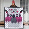 Squid Game Movie Premium Quilt Squid Worker With Black Masked Man Boss Quilt Blanket 3