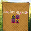 Squid Game Movie Premium Quilt - Squid Workers Round Square Triangle Face And Mask Boss Card Quilt Blanket 5