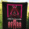 Squid Game Movie Premium Quilt - Squid Workers Squad Evil Triangle Scary Mouth Quilt Blanket 5