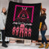 Squid Game Movie Premium Quilt - Squid Workers Squad Evil Triangle Scary Mouth Quilt Blanket 1