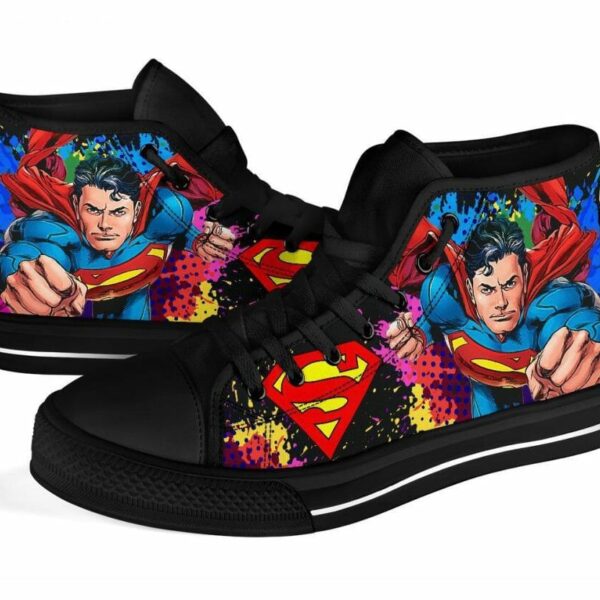 Superman Comic Sneakers High Top Shoes Fan Gift Idea