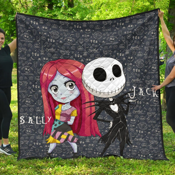 The Nightmare Before Christmas Cartoon Premium Quilt – Cartoon Cute Sally And Jack Skellington Quilt Blanket