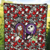 The Nightmare Before Christmas Cartoon Premium Quilt | Jack And Sally Broken Heart Villains Oogie Lock Sock Barrel Quilt Blanket 5