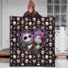 The Nightmare Before Christmas Cartoon Premium Quilt | Jack And Sally Love Colorful Skull Coffin Patterns Quilt Blanket 3