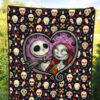 The Nightmare Before Christmas Cartoon Premium Quilt | Jack And Sally Love Colorful Skull Coffin Patterns Quilt Blanket 5