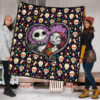 The Nightmare Before Christmas Cartoon Premium Quilt | Jack And Sally Love Colorful Skull Coffin Patterns Quilt Blanket 1