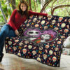 The Nightmare Before Christmas Cartoon Premium Quilt | Jack And Sally Love Colorful Skull Coffin Patterns Quilt Blanket 11