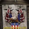 US Independence Day Americans Never Quit Eagle With Flag Premium Quilt Blanket 7