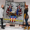 US Independence Day Americans Never Quit Eagle With Flag Premium Quilt Blanket 1