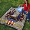 US Independence Day Americans Never Quit Eagle With Flag Premium Quilt Blanket 9