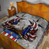 US Independence Day Americans Never Quit Eagle With Flag Premium Quilt Blanket 19