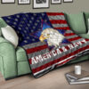 US Independence Day America's Navy Eagle Head On US Steel Flag Premium Quilt Blanket 17