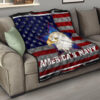 US Independence Day America's Navy Eagle Head On US Steel Flag Premium Quilt Blanket 15