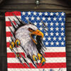 US Independence Day Bald Eagle Breaking Though Claw Scratch Premium Quilt Blanket 7